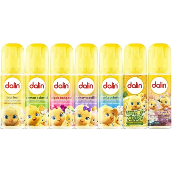 Dalin Bebek Kolonyası 150ML (Bıcı Bıcı-Orman-Çiçek-Bahar-Deniz-Limon-Peri Masalı) Karma 7 Li Set ürün görseli 1