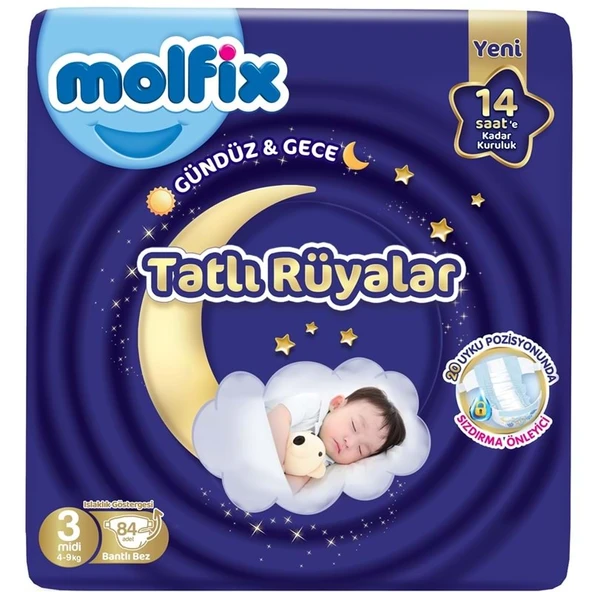 Molfix Tatlı Rüyalar Bebek Bezi 3 Beden 4-9 KG Midi 84 Adet Fırsat Pk ürün görseli 1