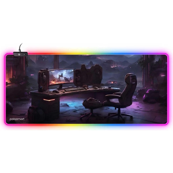 PGS307 Rgb Aydınlatma Kaydırmaz Taban Ergonomik Desenli Gaming Oyuncu Mouse Pad ürün görseli 1