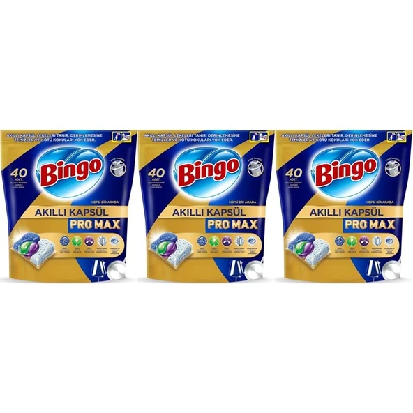 Bingo Akıllı Kapsül Pro Max Bulaşık Makinesi Deterjanı Tableti 120 Adet Limon Kokulu (3PK*40) ürün görseli 1