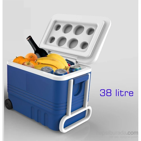 TEKERLEKLİ 38 Litre Polikarbon Buzluk+Termos 948808 ürün görseli 1