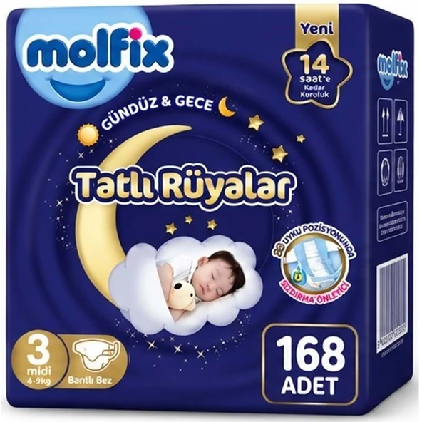 Molfix Tatlı Rüyalar Bebek Bezi 3 Beden 4-9 KG Midi 168 Adet Ekonomik Fırsat Pk ürün görseli 1
