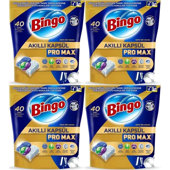 Bingo Akıllı Kapsül Pro Max Bulaşık Makinesi Deterjanı Tableti 160 Adet Limon Kokulu (4PK*40) ürün görseli 1