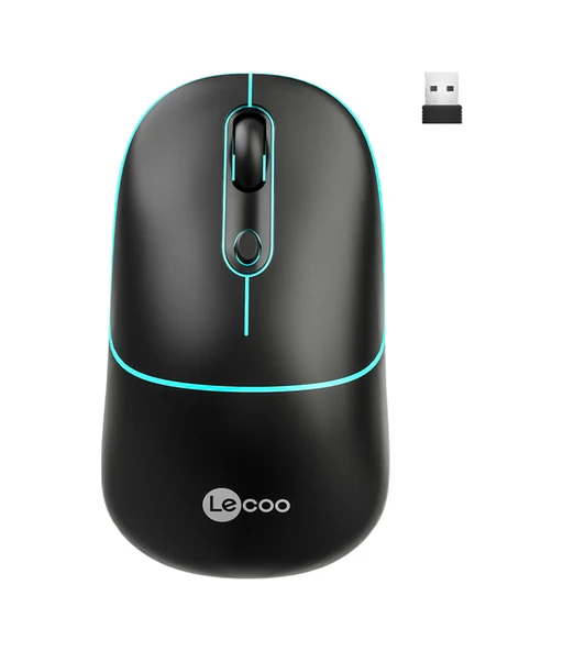 Lecoo WS210 Kablosuz 1600DPI 6 Tuşlu Çift Modlu RGB Şarj Edilebilir Sessiz Mouse ürün görseli 1