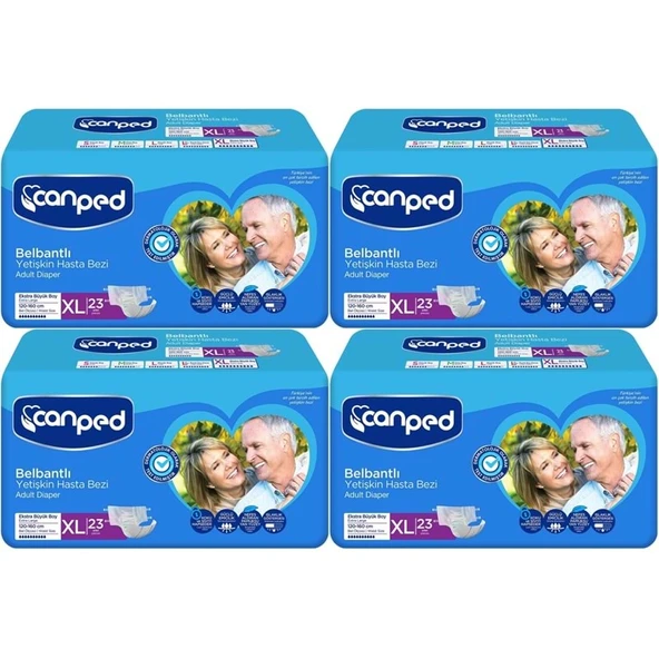 Canped Yetişkin Bezi Bel Bantlı Tekstil Yüzey XL - Ekstra Large - Extra Large 92 Adet ürün görseli 1