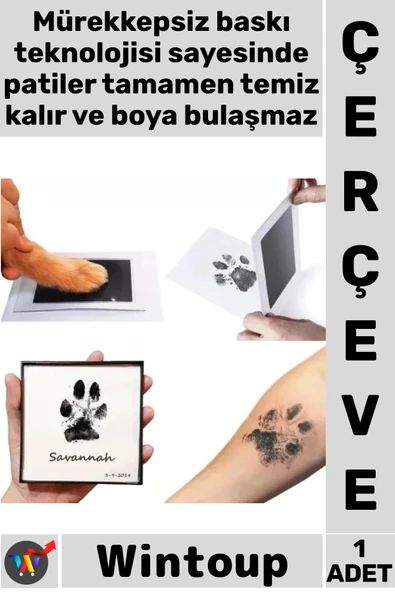 #Çerçeve Mürekkepsiz Baskı Kiti Pet Anı Hediyesi Güvenli Kedi Köpek Pati İzi Fotoğraf Çerçevesi Seti ürün görseli 1