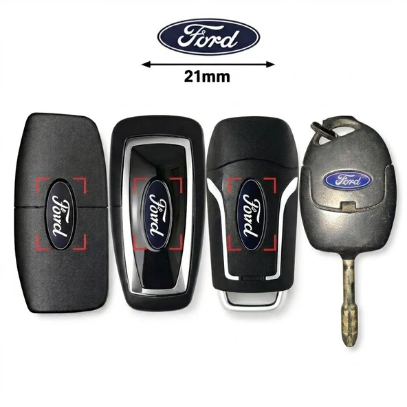 FORD İle uyumlu Fiesta Fusion connect Transit Kumanda Anahtar LOGO DAMLA ETİKET Elips 21 MM 1 ADET ürün görseli 1