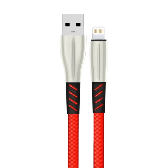 S89 Metal Uçlu Lightning Kablo İphone Uyumlu 1m 2.4a - Kırmızı ürün görseli 1