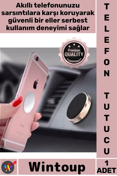 #TelefonTutucu Güçlü Mıknatıs 360 Derece Döner Metal Kompakt Gövde Şık Manyetik Araç Telefon Tutucu ürün görseli 1