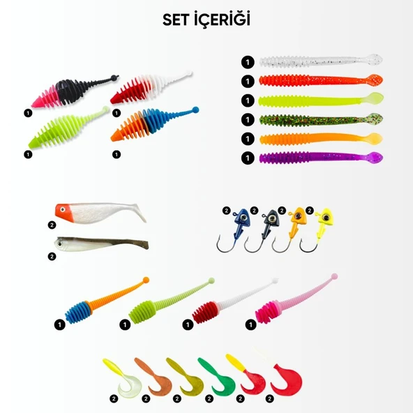 Silikon Spin At-Çek Yem Seti - 39 Parça - Yem Kutulu - Fishack (2006) ürün görseli 1