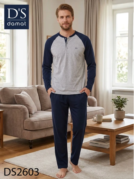 D's Damat 2603 Erkek Mavenck Uzun Kol Pijama Takımı ürün görseli 1