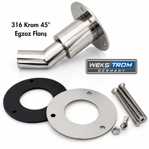WEKSTROM Germany Krom Jeneratör Egzoz Çıkış Flanşı 45° Açılı ( Webasto) ürün görseli 1