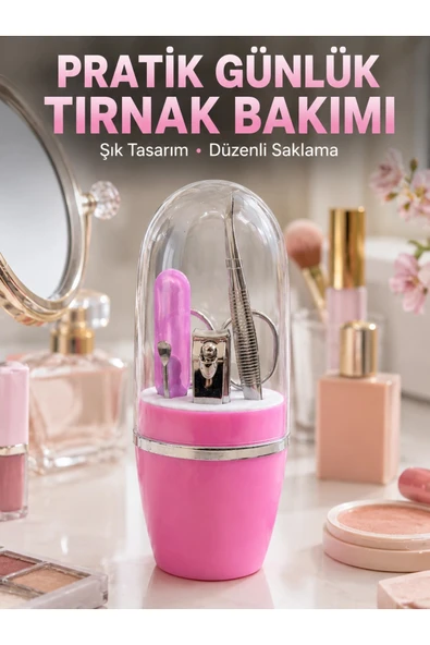 Taşınabilir Manikür Seti Pembe Tırnak Bakım ve Kişisel Bakım Kiti ürün görseli 1