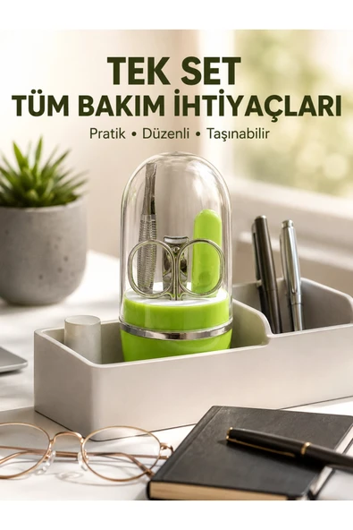 Yeşil Tırnak Bakım Seti Cımbız Makas Tırnak Makası ve Törpü ürün görseli 1