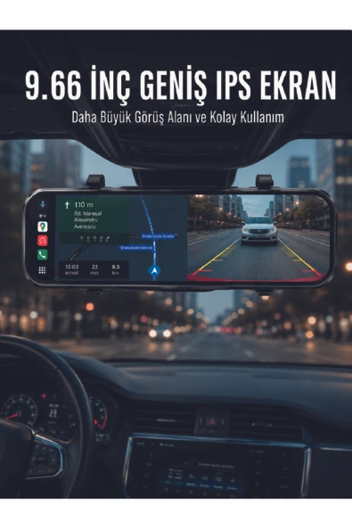 Araç İçi Ayna Carplay Dokunmatik Multimedya ve Kamera Kayıt Ekranı ürün görseli 1