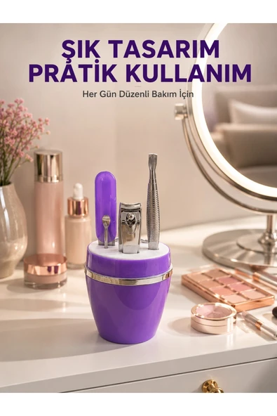 Mor Manikür Pedikür Seti Taşınabilir Kişisel Bakım Kiti ürün görseli 1