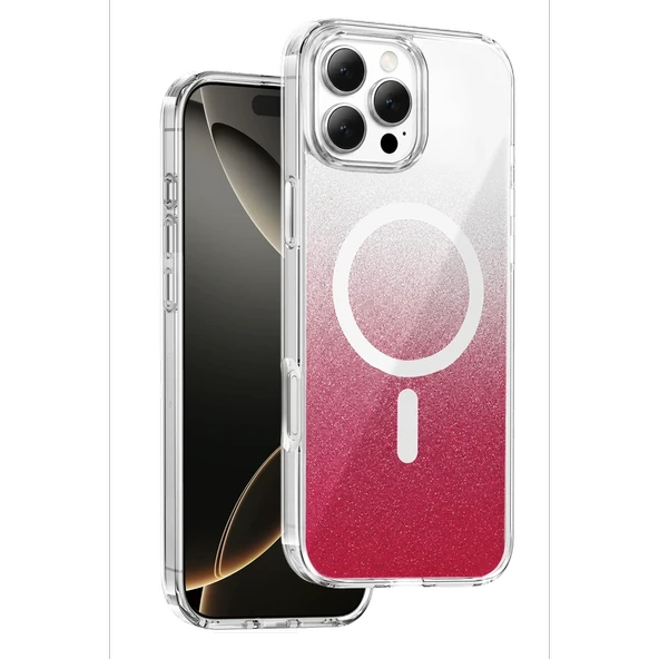Onegif Apple İphone 16 Pro Max Sora Simli Magsafe Kapak - Kırmızı ürün görseli 1