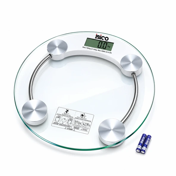 DİJİTAL - PİLLİ YUVARLAK BANYO BASKÜL TERAZİ TARTI LCD EKRAN 180KG/0.1G 30X30CM İ11-026 (5250) ürün görseli 1
