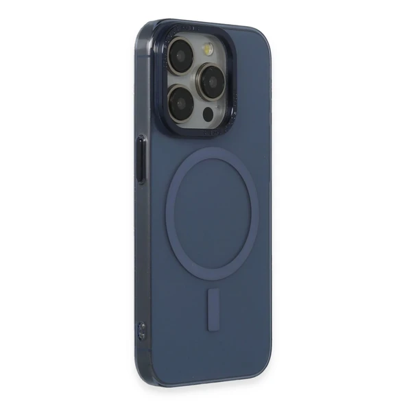 Apple İphone 15 Pro Max Kılıf Anka Pc Magneticsafe Sert Metal Kapak - Lacivert ürün görseli 1