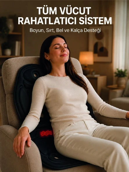 Titreşimli Isıtmalı Koltuk Tipi Masaj Minderi Ergonomik Tasarım ürün görseli 1