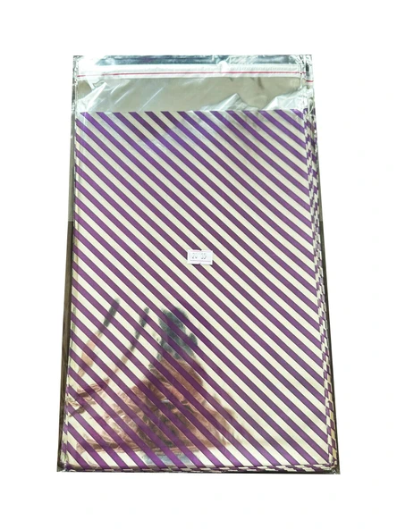 Omeyva Mor Çizgi Desenli Metalize Hediye Paketi Torba Poşet - 20x35 Cm. - 100 Adetlik 1 Paket ürün görseli 1