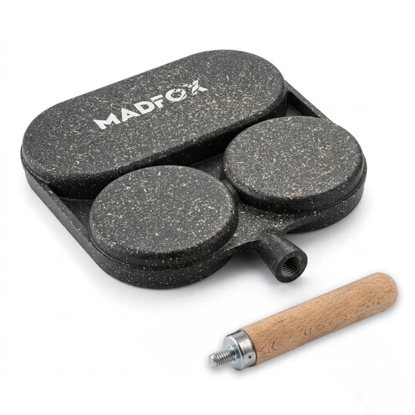 Madfox TrioChef 3 Gözlü Granit Döküm Tava - Resim 5
