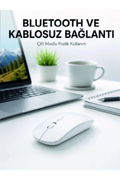 Bluetooth Kablosuz Wireless Mouse Şarjlı Sessiz Ergonomik 5000 DPI Fare ürün görseli 1