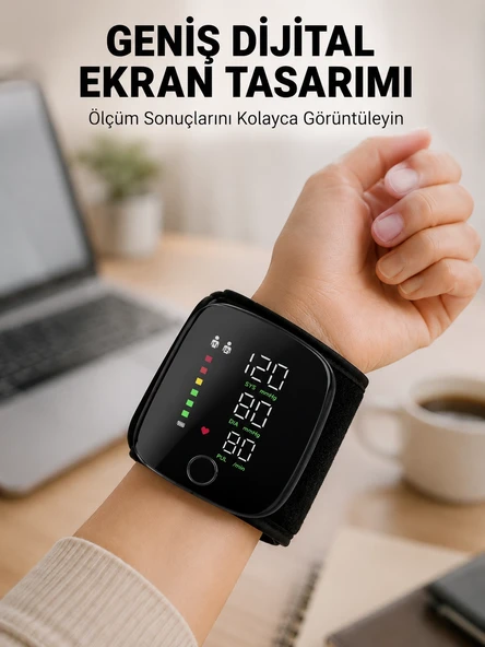 Evde Günlük Kullanıma Uygun Şarjlı Bilekten Tansiyon Ölçüm Cihazı ürün görseli 1