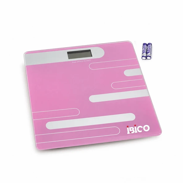 DİJİTAL - PİLLİ RENKLİ CAM BANYO BASKÜL TERAZİ TARTI LCD EKRAN 180KG/50GR 26X26CM İ11-024 (5250) ürün görseli 1