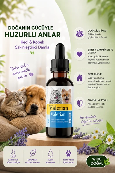 Kedi ve Köpek Sakinleştirici Damla 50 ML  Doğal Bitkisel Rahatlatıcı Destek ürün görseli 1