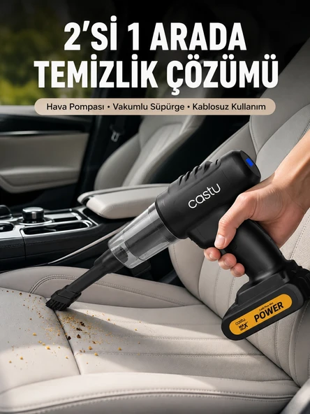Kablosuz Araç El Süpürgesi Hava Pompası Kombinasyon ürün görseli 1