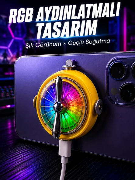 RGB Işıklı Manyetik Telefon Oyun Soğutucu Fan ürün görseli 1