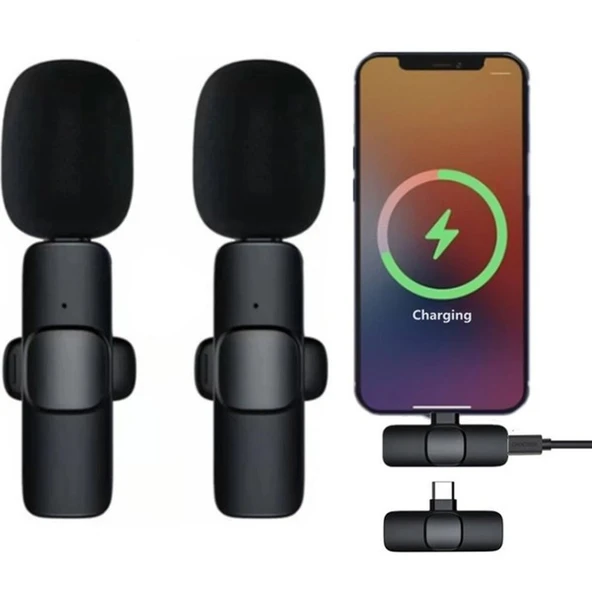 Newface K9 Type-C Uyumlu Telefon Yaka Mikrofonu - Siyah ürün görseli 1