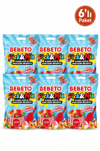 Bebeto Pick’n Mix Yumuşak Şeker ve Marshmallow Parti Seti 650 gr x 6 Adet ürün görseli 1