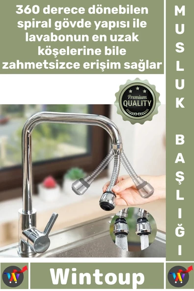 #Musluk Mutfak Lavabo 360 Dönebilen Uzatıcı Hortumlu Esnek Su Tasarruflu Şık 2 Modlu Musluk Başlığı ürün görseli 1