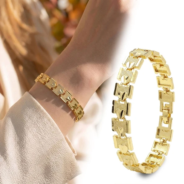 ? Premium Şık ve Parlak Regalia 24K Gold Kaplama 8 mm Kadın Bijuteri Bileklik 3183KBV5D12 (~18cm) ürün görseli 1