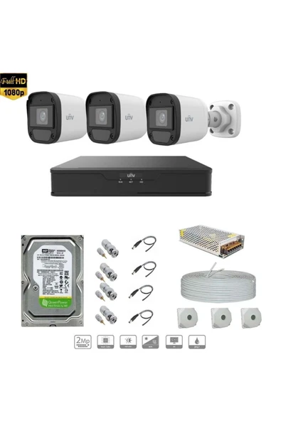 UNV Full Hd 3 Kameralı Set Sesli ürün görseli 1