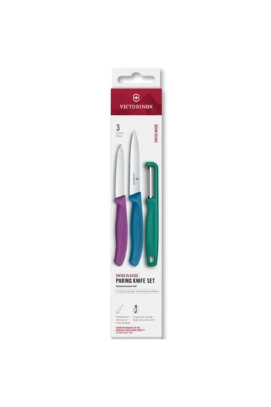 VCT-7613329192016-Victorinox 6.7116.33C1 Swiss Classic 3lü Bıçak ve Soyacak Set, Renkli ürün görseli 1