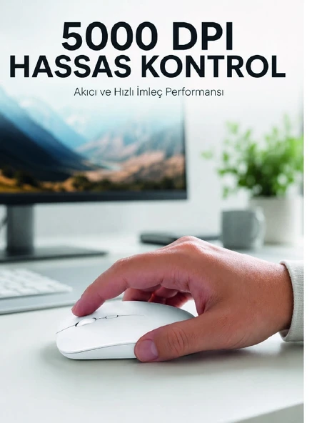 Kablosuz Bluetooth Oyuncu Mouse Sessiz Tıklama Ergonomik Wireless Fare ürün görseli 1