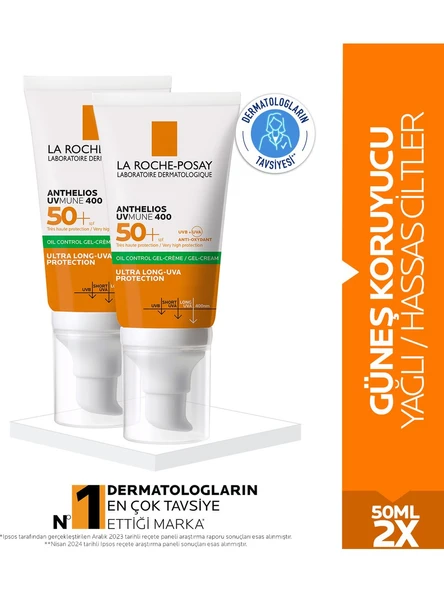 Anthelios Uvmune 400 SPF50+ Yağ Kontrol Kremi 50 ml x2 Yağlı Hassas Ciltler İçin ürün görseli 1