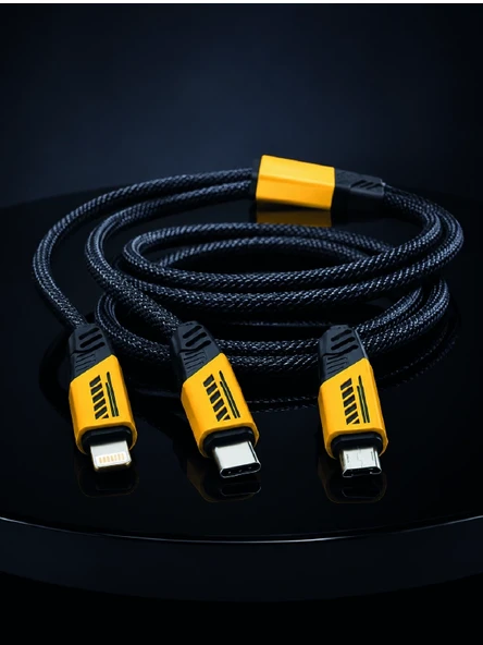 240W Çoklu Şarj Kablosu Type-C Lightning Micro USB Örgü Kablo - Resim 4