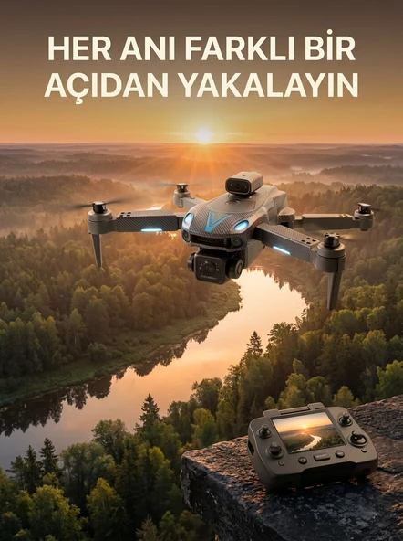 Ekranlı Kumandalı Çift Kameralı Drone ile Havadan Çekim ürün görseli 1