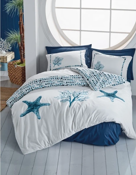 Cotton Box Maritime Nevresim Takımı Tek Kişilik Star Lacivert ürün görseli 1