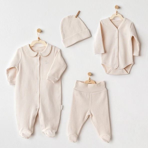 Andywawa AC25189 Bear Time 4'Lü Hastane Çıkışı Light Beige ürün görseli 1