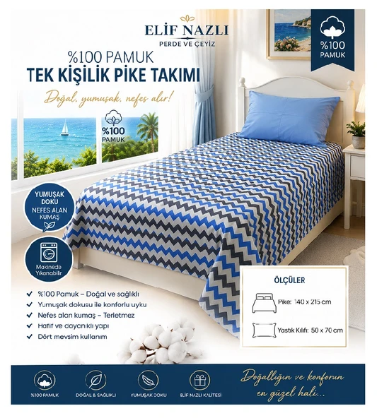 Çok Amaçlı Kapitone Pike Takımı-Tek Kişilik ürün görseli 1