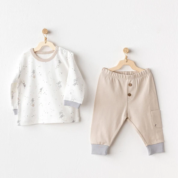 Andywawa AC25065 Happy Everyday 2'Li Bebe Takım Beige ürün görseli 1