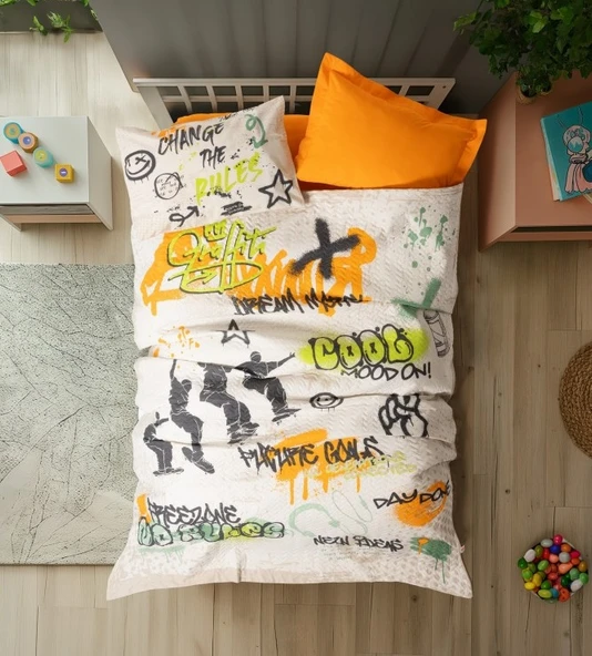 Cotton Box Genç Complete Set Tek Kişilik Graffiti Oranj ürün görseli 1