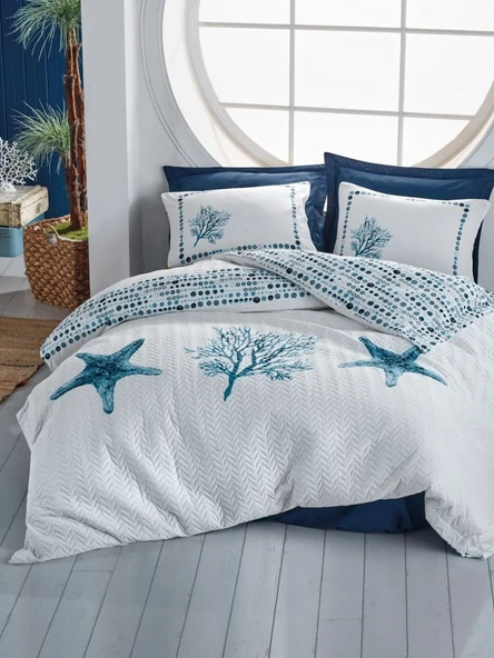 Cotton Box Maritime Complete Set Tek Kişilik Star Lacivert ürün görseli 1