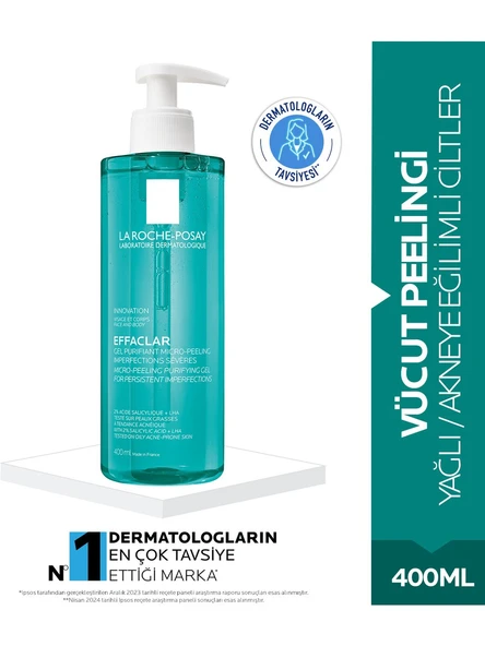 Effaclar Vücut Peelingi 400 ml Yağlı Akneye Eğilimli Ciltler İçin Arındırıcı Jel ürün görseli 1