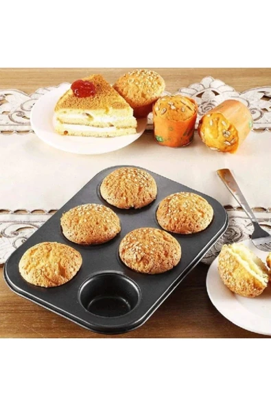 6’lı Muffin Kek Kalıbı – Dayanıklı, Çok Amaçlı Fırın Kalıbı ürün görseli 1